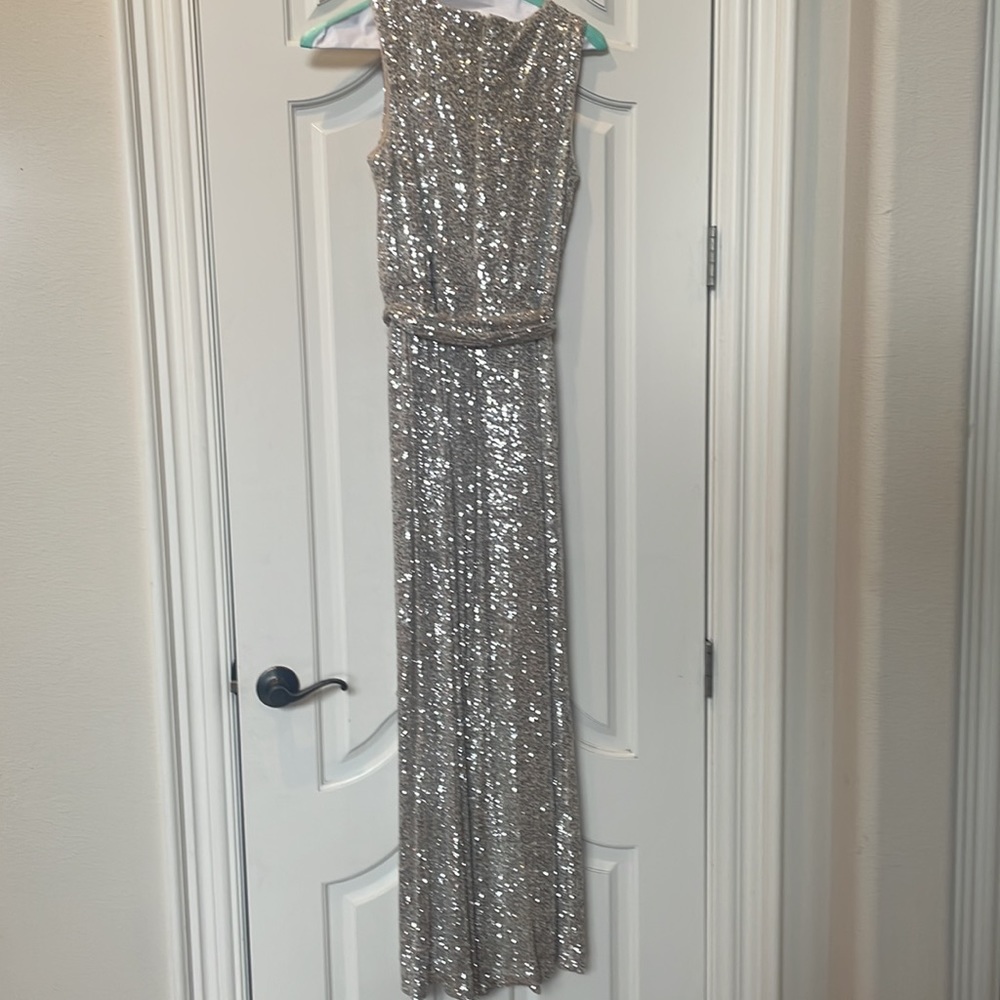 Vince Camuto Silver Sequin Jumpsuit - Picture 4 of 7